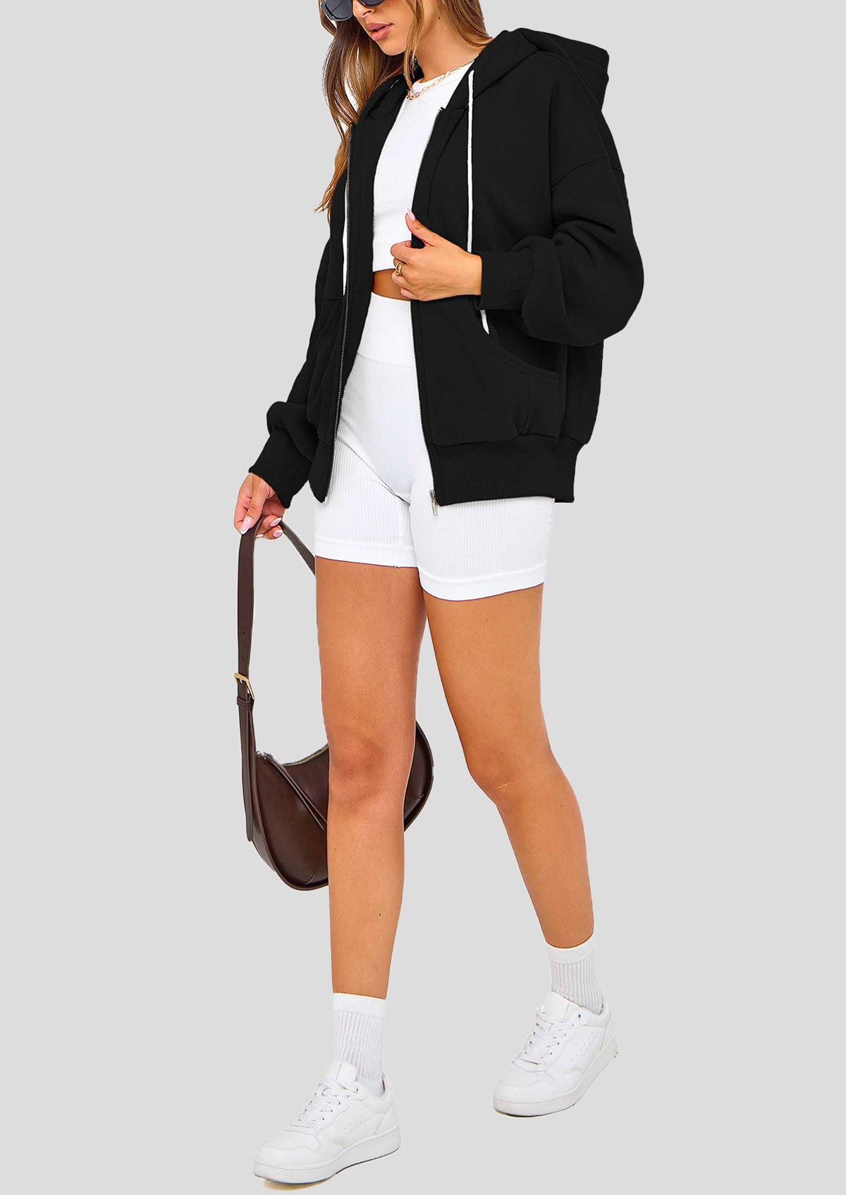 Zip Up Long Sleeve Loose Fit Y2K Casual Hoodies Cardigan