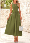 PRETTYGARDEN Women's Maxi Sundress Casual Summer Sleeveless Asymmetrical Drop Waist Patchwork Long Flowy Tank Dresses