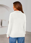 PRETTYGARDEN Womens Sweaters Quarter Zip Pullover Early Fall Fashion Long Sleeve V Neck Collared Knit Winter Jumper Tops