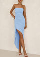 Ruched Bodycon Off Shoulder Asymmetrical High Split Elegant Cocktail Party Dresses