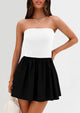 Strapless Casual Tube Top Ruffle A Line Patchwork Mini Dresses Mini Party Dresses