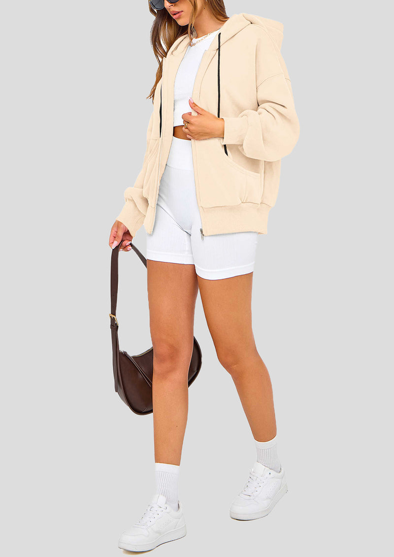 PRETTYGARDEN Women's Fall Oversized Hoodies Sweatshirt Long Sleeve Zip Up Pockets Loose Fit Y2K Winter Jackets Coat