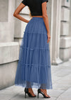 PRETTYGARDEN Maxi Skirts for Women Fall Tulle High Waisted Ruffle Flowy A-Line Long Skirt Country Concert Outfits