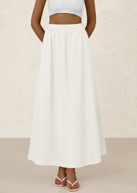 Ruffle High Waisted Casual Long Flowy Maxi Skirts with Pockets