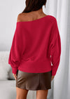 PRETTYGARDEN Women Off The Shoulder Sweater Fall Trendy Long Batwing Sleeve Knit Pullover Going Out Tops Winter Clothing