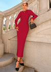 PRETTYGARDEN Sweater Dresses for Women Fall Bell Long Sleeve Crew Neck Bodycon Maxi Dress Winter Ribbed Knit Outfits