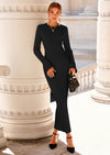 PRETTYGARDEN Sweater Dresses for Women Fall Bell Long Sleeve Crew Neck Bodycon Maxi Dress Winter Ribbed Knit Outfits