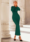 PRETTYGARDEN Sweater Dresses for Women Fall Bell Long Sleeve Crew Neck Bodycon Maxi Dress Winter Ribbed Knit Outfits