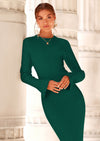PRETTYGARDEN Sweater Dresses for Women Fall Bell Long Sleeve Crew Neck Bodycon Maxi Dress Winter Ribbed Knit Outfits