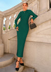 PRETTYGARDEN Sweater Dresses for Women Fall Bell Long Sleeve Crew Neck Bodycon Maxi Dress Winter Ribbed Knit Outfits