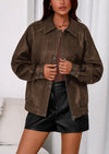 PRETTYGARDEN Faux Leather Jacket Women Bomber Motorcycle Zip Up Jackets Oversized Fall Fashion Outfits Winter Coats