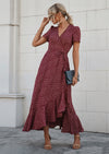 PRETTYGARDEN Women's Summer Maxi Dress Casual Wrap Floral Boho Short Sleeve V Neck Split Ruffle Beach Long Dresses