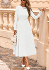 PRETTYGARDEN Women's Long Sleeve Midi Sweater Dress Fall Crewneck Knit A Line Pleated Wedding Guest Winter Dresses