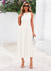 PRETTYGARDEN Spring Casual Dresses for Women Summer Business Work Midi Sleeveless A Line Pleated Cocktail Dress