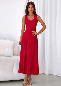 PRETTYGARDEN Women's Summer Casual Dresses Spring Sleeveless V Neck Midi Business Work A Line Pleated Cocktail Dress PRETTYGARDEN