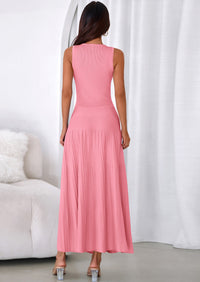 PRETTYGARDEN Women's Summer Casual Dresses Spring Sleeveless V Neck Midi Business Work A Line Pleated Cocktail Dress PRETTYGARDEN