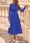 PRETTYGARDEN Women's Long Sleeve Midi Sweater Dress Fall Crewneck Knit A Line Pleated Wedding Guest Winter Dresses