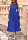 PRETTYGARDEN Women's Long Sleeve Midi Sweater Dress Fall Crewneck Knit A Line Pleated Wedding Guest Winter Dresses