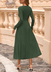 PRETTYGARDEN Women's Long Sleeve Midi Sweater Dress Fall Crewneck Knit A Line Pleated Wedding Guest Winter Dresses