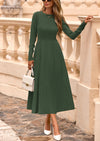 PRETTYGARDEN Women's Long Sleeve Midi Sweater Dress Fall Crewneck Knit A Line Pleated Wedding Guest Winter Dresses