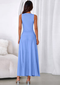 PRETTYGARDEN Women's Summer Casual Dresses Spring Sleeveless V Neck Midi Business Work A Line Pleated Cocktail Dress PRETTYGARDEN