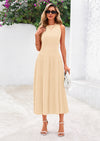 PRETTYGARDEN Spring Casual Dresses for Women Summer Business Work Midi Sleeveless A Line Pleated Cocktail Dress