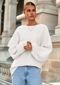 PRETTYGARDEN Fall Sweaters for Women Oversized Boat Neck Pullover Long Sleeve Knit Tops Cozy Winter Fashion Clothing