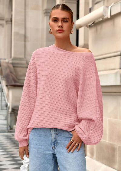 PRETTYGARDEN Fall Sweaters for Women Oversized Boat Neck Pullover Long Sleeve Knit Tops Cozy Winter Fashion Clothing