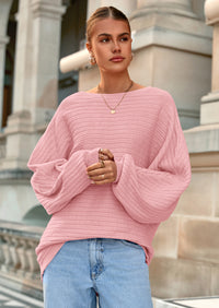 PRETTYGARDEN Fall Sweaters for Women Oversized Boat Neck Pullover Long Sleeve Knit Tops Cozy Winter Fashion Clothing