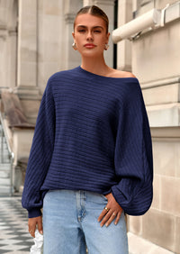 PRETTYGARDEN Fall Sweaters for Women Oversized Boat Neck Pullover Long Sleeve Knit Tops Cozy Winter Fashion Clothing