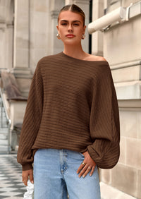 PRETTYGARDEN Fall Sweaters for Women Oversized Boat Neck Pullover Long Sleeve Knit Tops Cozy Winter Fashion Clothing