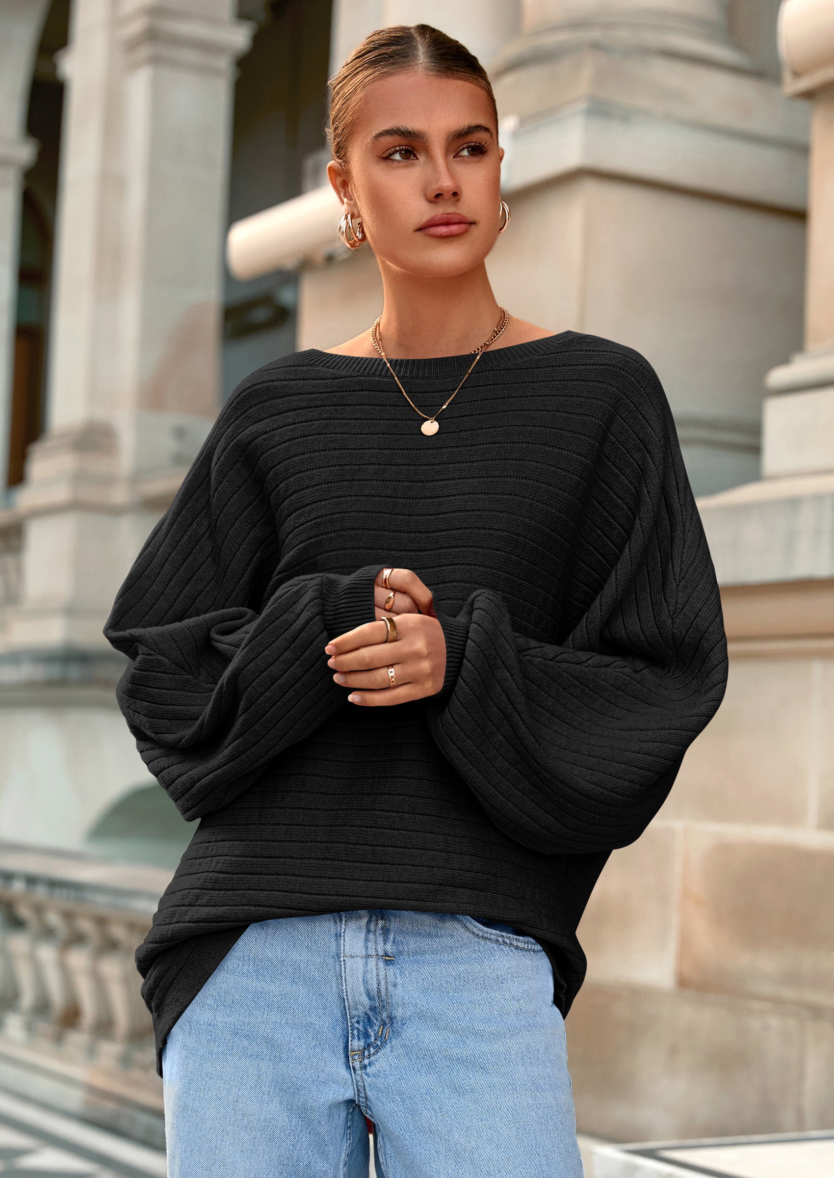 PRETTYGARDEN Fall Sweaters for Women Oversized Boat Neck Pullover Long Sleeve Knit Tops Cozy Winter Fashion Clothing