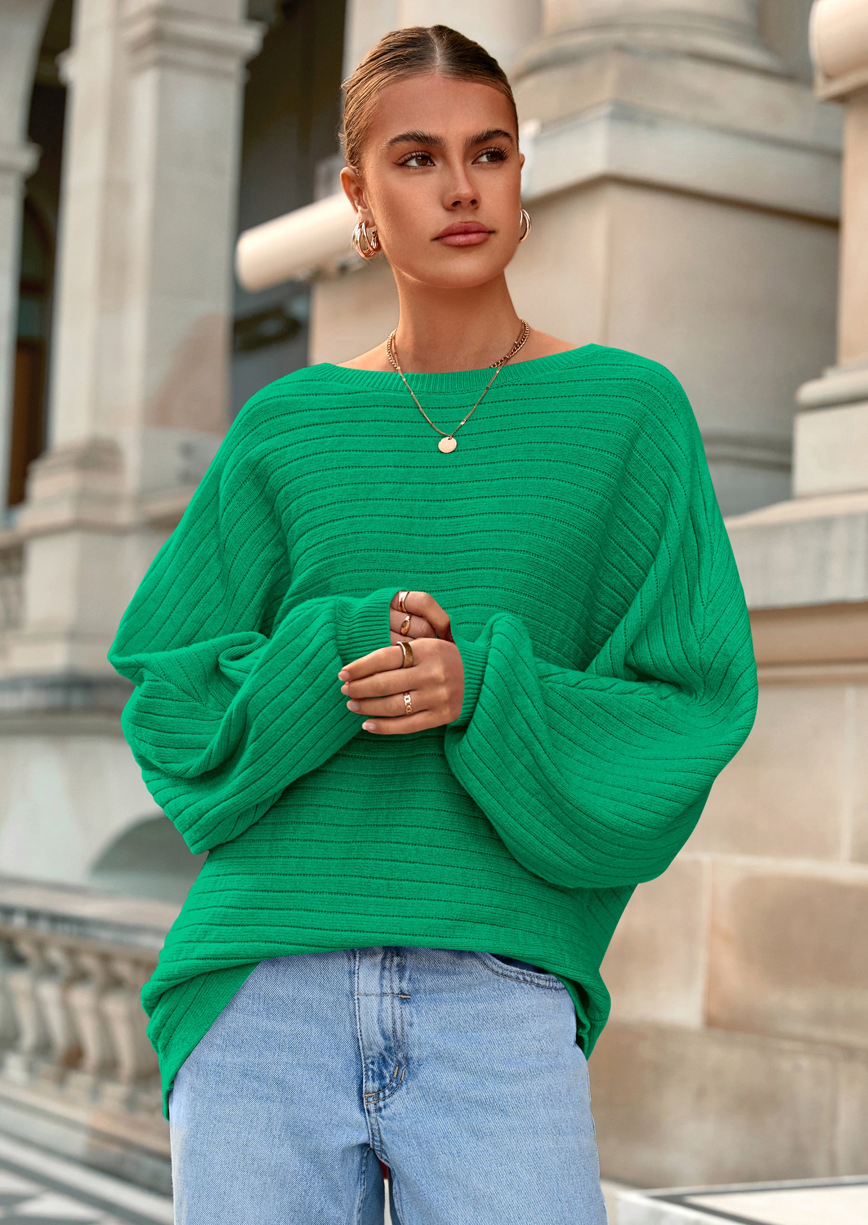 PRETTYGARDEN Fall Sweaters for Women Oversized Boat Neck Pullover Long Sleeve Knit Tops Cozy Winter Fashion Clothing