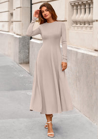 PRETTYGARDEN Women's Fall Long Sleeve Midi Dress Casual Elegant Ruffle Flowy A Line Swing Cocktail Party Dresses