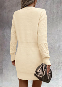 Long Sleeve Chunky Ribbed Knit Mini Sweater Dresses