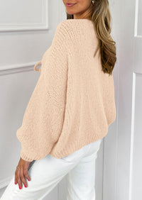 PRETTYGARDEN Women's Tie Front Bow Cardigan Sweaters Chunky Knit Long Puff Sleeve Trendy Fall Winter Jacket Coats