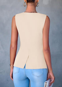 Dressy Business Casual Sleeveless Button Down Blazer Waistcoat