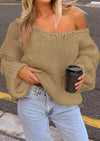 PRETTYGARDEN Women's Fall Oversized Sweaters Long Sleeve V Neck Dressy Casual Chunky Knit Loose Pullover Tops Winter Clothing