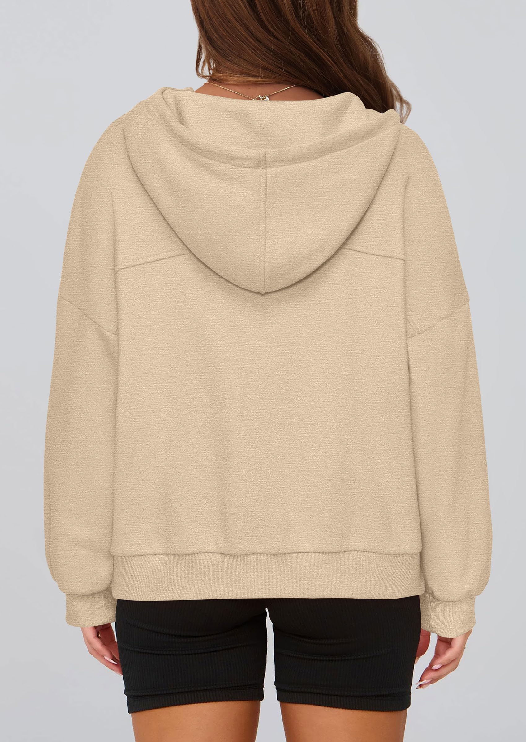 PRETTYGARDEN Womens Hoodies Cropped Fleece Sweatshirts Fall Fashion Quarter Zip Pullover Long Sleeve Tops Winter Clothes