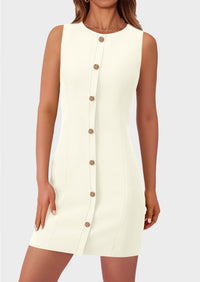Business Sleeveless Button Down Elegant Work Office Formal Short Dresses