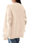 PRETTYGARDEN Fall Long Sleeve Pullover Sweaters for Women Trendy Crewneck Casual Cute Bow Chunky Knit Oversized Sweater