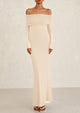 Off The Shoulder Bodycon Long Sleeve Mesh Maxi Dress