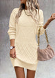 Long Sleeve Chunky Ribbed Knit Mini Sweater Dresses