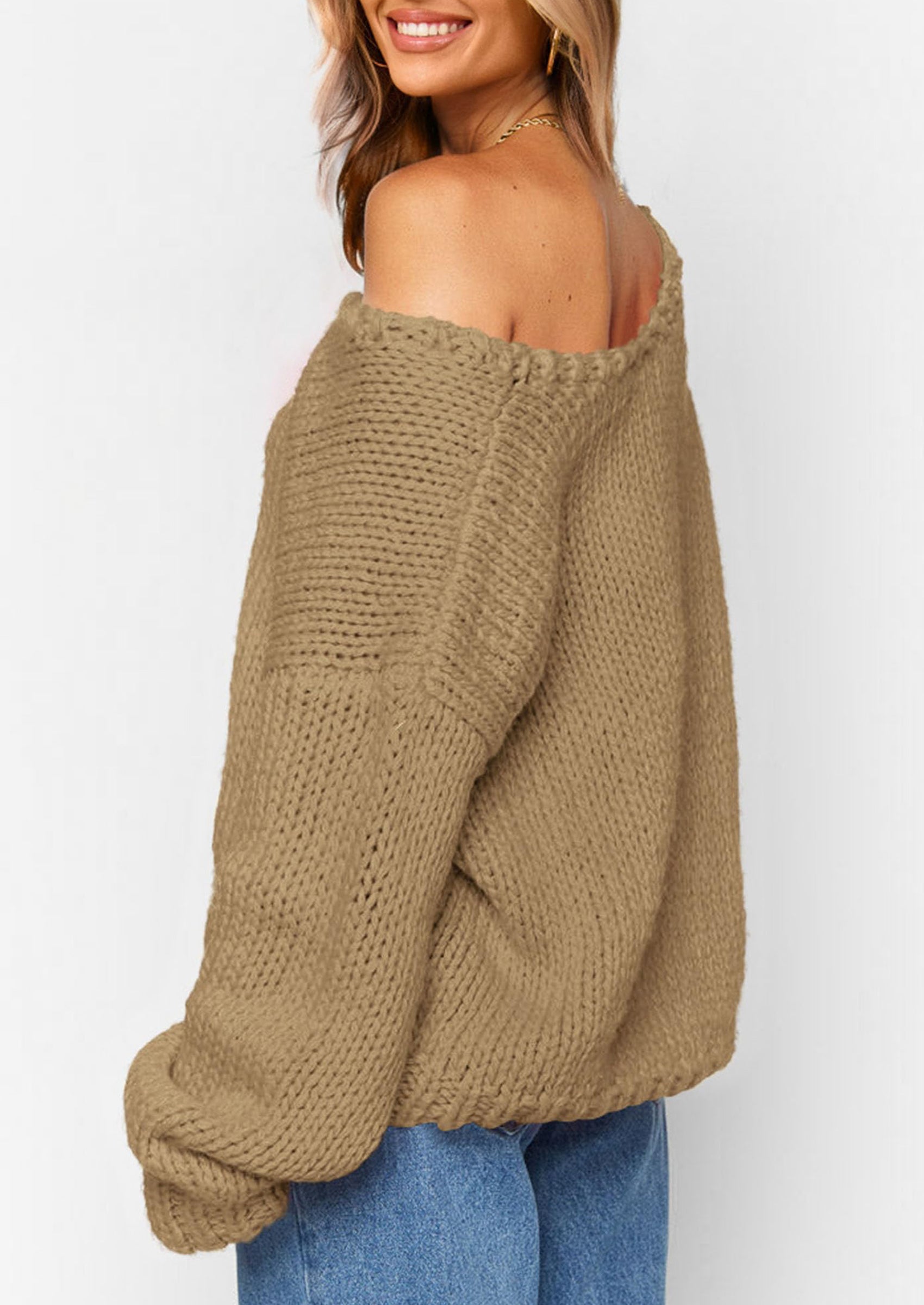 PRETTYGARDEN Women's Fall Oversized Sweaters Long Sleeve V Neck Dressy Casual Chunky Knit Loose Pullover Tops Winter Clothing