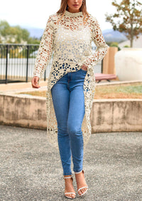 Long Sleeve Round Neck High Low Asymmetrical Irregular Hem Casual Blouse