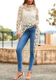 Long Sleeve Round Neck High Low Asymmetrical Irregular Hem Casual Blouse