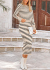 PRETTYGARDEN 2 Piece Skirts Sets For Women Fall Fashion Striped Sweater Dress Knit Lounge Travel Outfits Winter Clothing