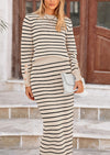 PRETTYGARDEN 2 Piece Skirts Sets For Women Fall Fashion Striped Sweater Dress Knit Lounge Travel Outfits Winter Clothing