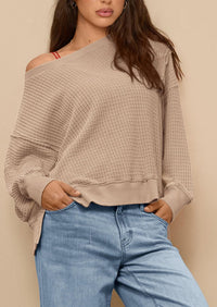 PRETTYGARDEN Oversized Sweatshirt for Women Fashion Crewneck Long Sleeve Pullover Waffle Knit Tops Fall Trendy Clothes