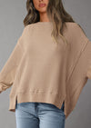 PRETTYGARDEN Oversized Sweatshirt for Women Fashion Crewneck Long Sleeve Pullover Waffle Knit Tops Fall Trendy Clothes